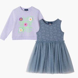 NWT Andy & Evan Kids' Pullover Sweater & Foil Dress Set